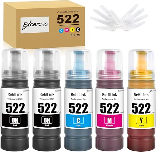Miniatura 9 de Botellas de repuesto de tinta T522 522 compatibles con Ecotank ET-2760 ET-4760 ET-2750 ET-2720 ET-3760 ET-2850 ET-15000 ET-2800 ET-4700 ST-4000 2