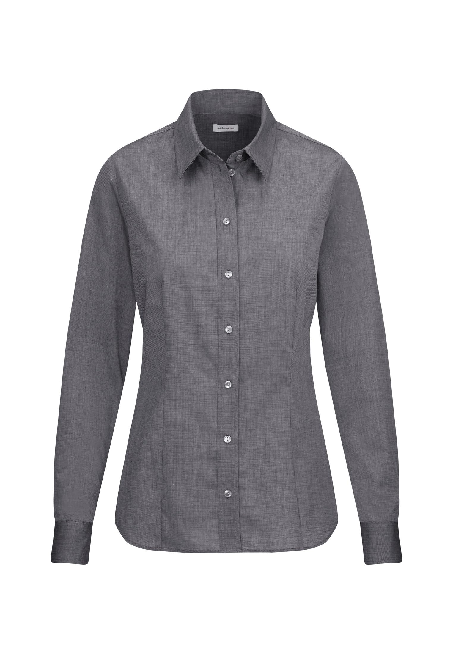 Seidensticker Damen City Langarm Regular Fit Uni Bügelfrei Bluse, Grau, 40 EU