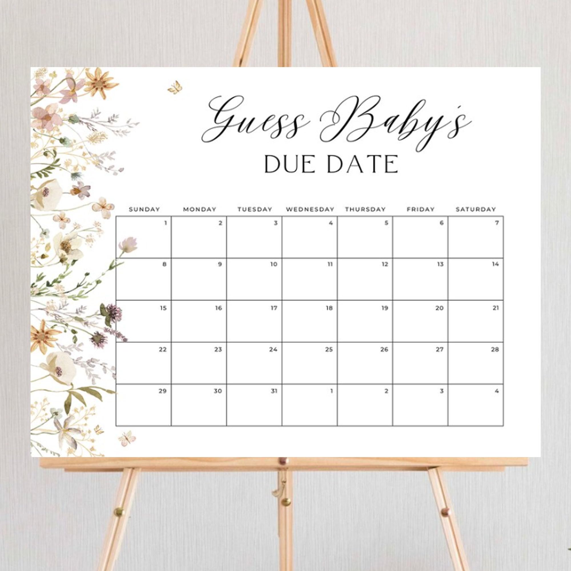 amazon-com-wildflower-baby-due-date-calendar-signs-guess-the-birthday-baby-shower-game-signs-guess-the-due-date-signs-guess-due-date-calendar-signs-baby-shower-due-date-signs-flower-baby