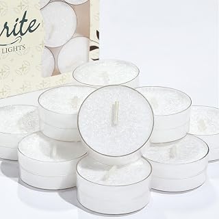 Unscented White Tealights Candles, 12pcs 5 Hours Tea Lights Plant Wax Mini Votive with Cotton Wick for Home,Meditation,Pool,Wedding,Emergencies,Parties, Spas