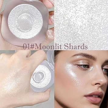 Chameleon Duochrome Eyeshadow Palette with Brush – Cream to Powder Iridescent Shimmer Glitter Shades, Long Lasting Blendable Color Shift Eye Shadow, Sparkling Highlighter Makeup (Moonlit Shards)