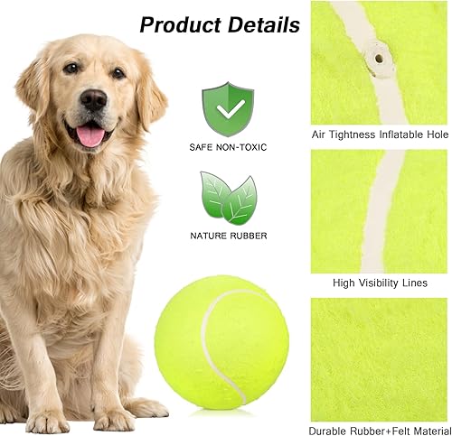 Miniatura 2 de Pelotas de juguete para perros de 9.5 pulgadas, pelota de tenis de gran tamaño, juguetes interactivos, bolas de juguete divertidas para deportes al