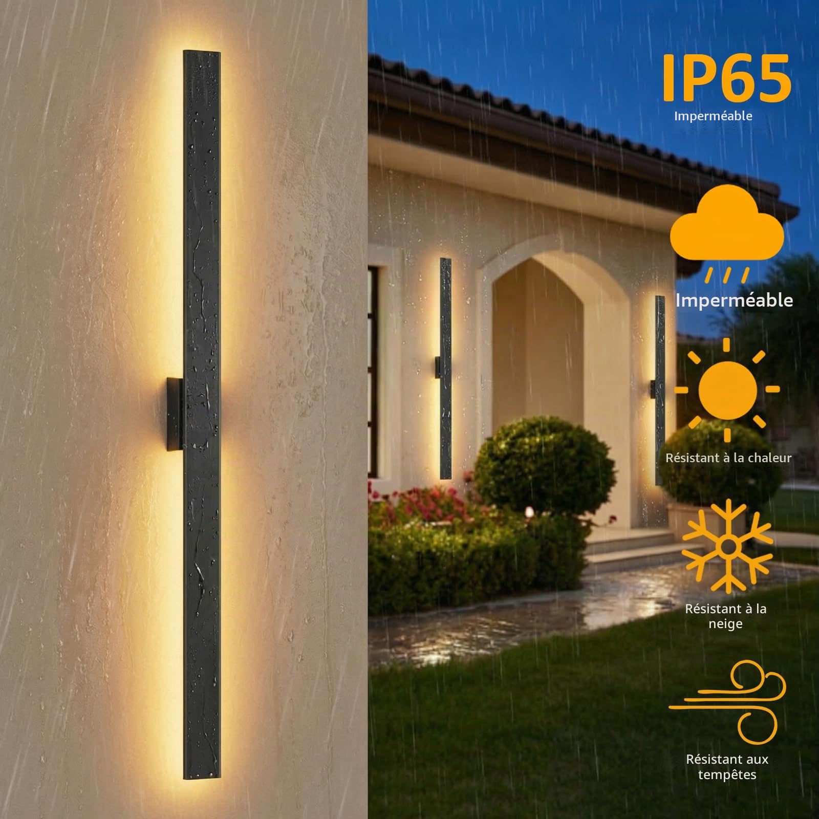 Klighten 35W Applique Murale Exterieur 3 Température de Couleur, Noir