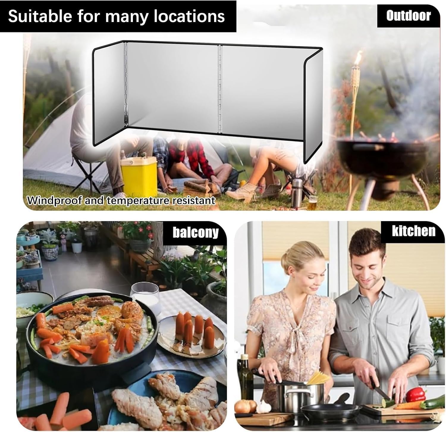 Splatter Guard for Stove Top, 4 Sided Splatter Guard, Foldable Stainless Steel Oil Splatter Screens for Frying, Nonstick Oil Stove Splash Guard, Stove Heat Insulation Board for Cooking(40x40x80cm)