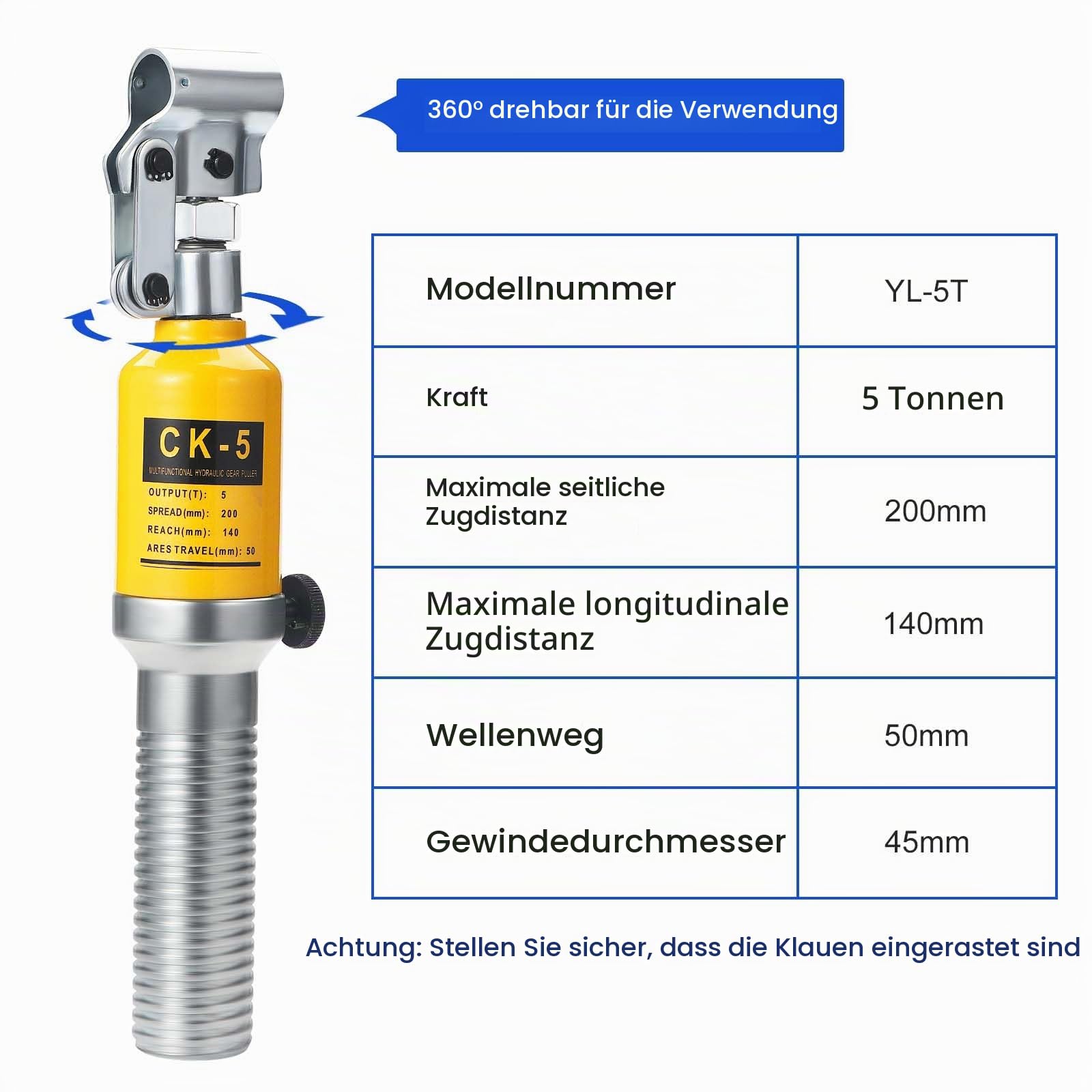 Hydraulik Abzieher Hydraulisch 5T, Hydraulischer Lagerabzieher | Hydraulischer Zahnrad Abzieher, Radnabenabzieher Hydraulik, Hydraulischer Abzieher Lager Integral 3 Backen Abzieher