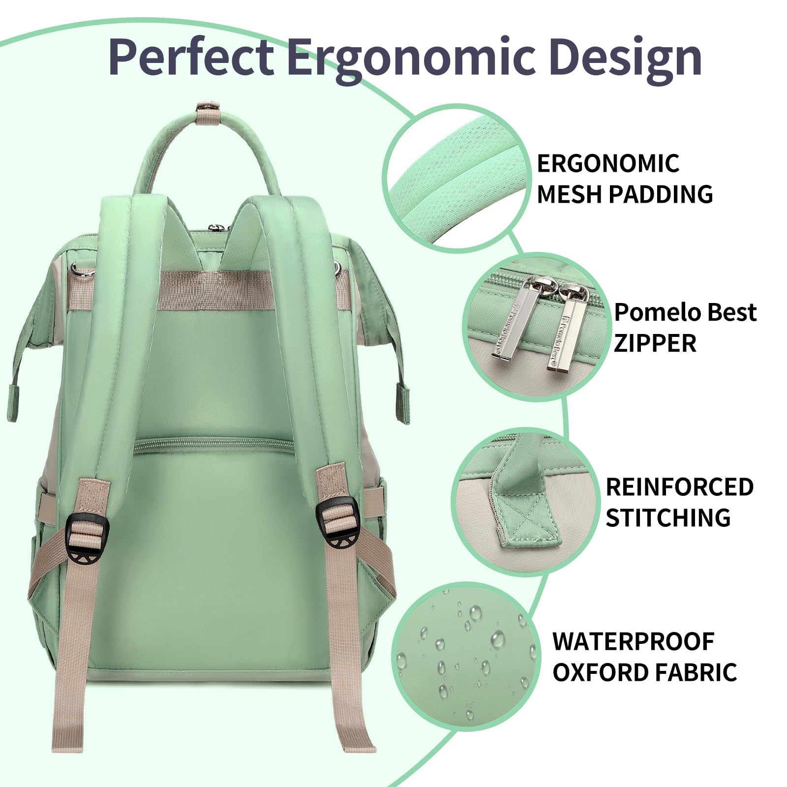 Pomelo Best Zaino Mamma Multifunzione Neonato Fasciatoio Bambino Impermeabile Borsa Stoffa Grande capacità con Materassino fasciatoio, 2 tasche isolanti bottiglia per Viaggiare
