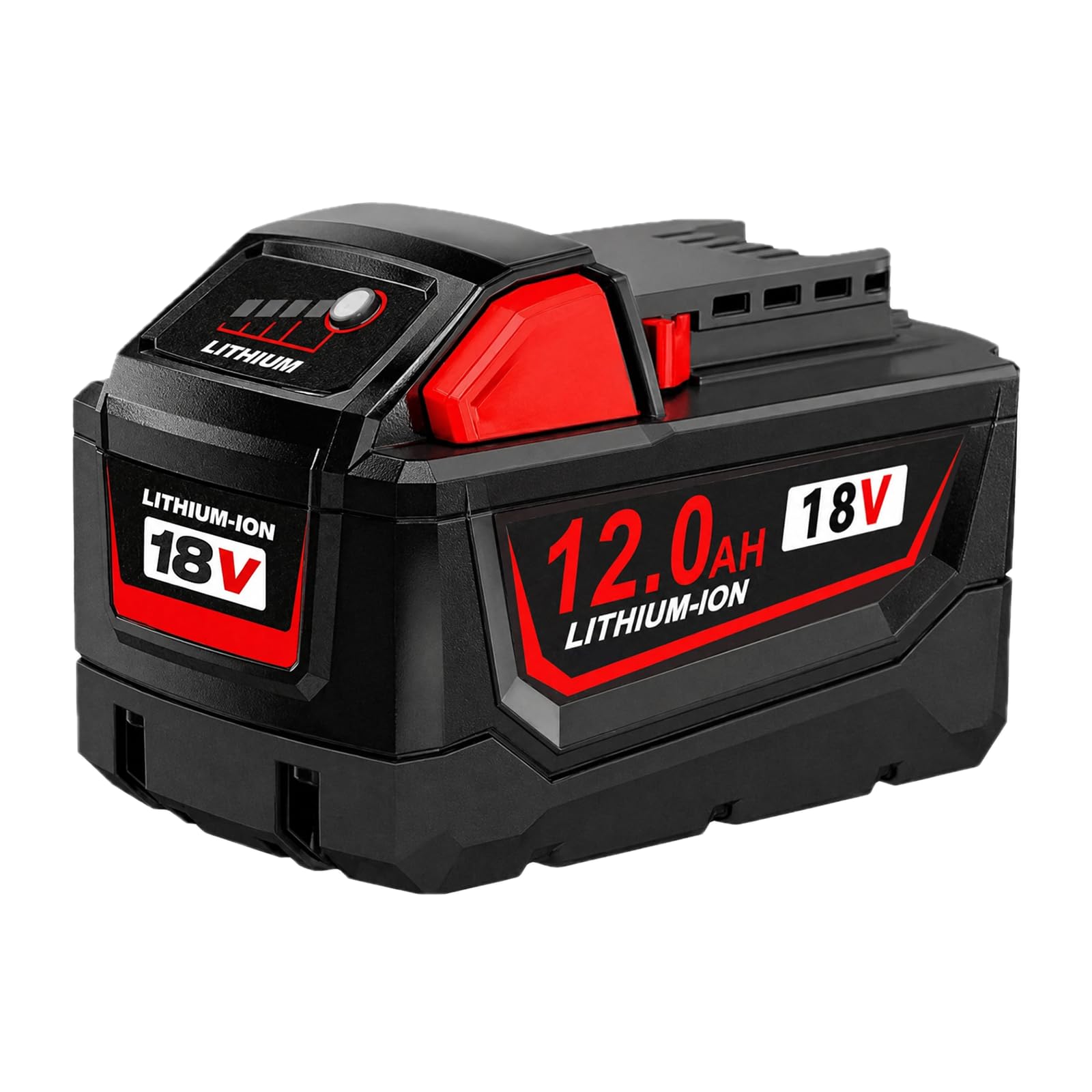 12000mAh Lithium Ersatz für Milwaukee M18 Akku 12.0Ah Kompatibel mit Milwaukee Akku 18V 48-11-1815, 48-11-1841, 48-11-1850, 48-11-1828, 48-11-1840 mit LED-Anzeige (1 × 12.0Ah)