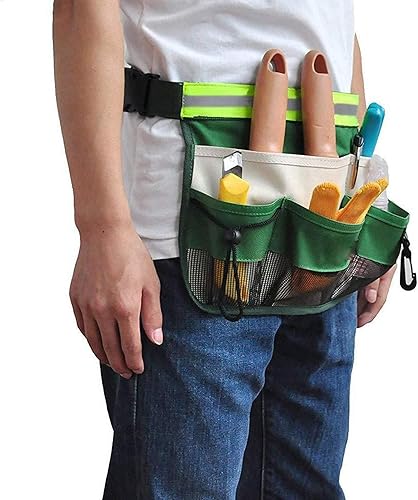 Miniatura 1 de Herramienta de jardinería para la cintura, cinturón resistente, delantal de trabajo de jardín con 7 bolsillos, bolsa de malla, organizador de