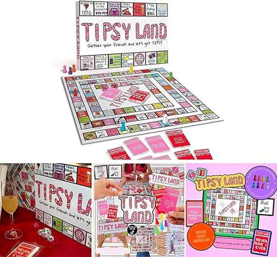 Drinking Board Game, Fun Tipsy Land Drinking Games, Interactive