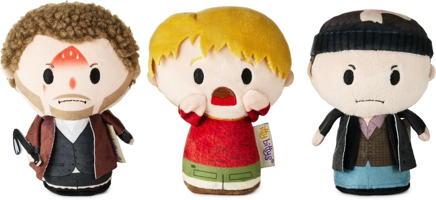 Hallmark itty bittys Home Alone Plush Toys, Set of 3 (Kevin McCallister, Marv and Harry) Gift for Kids, Fans, Collectors