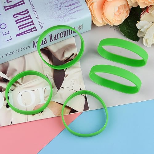 Miniatura 4 de Morcheiong Pulseras de goma en blanco, 100 pulseras de silicona verde para hombres, mujeres y adolescentes