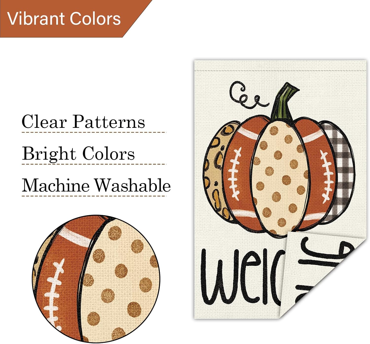 Louise Maelys Welcome Fall Garden Flag 12x18 Double Sided, Small Burlap Autumn Pumpkin Football Garden Flag Fall Thanksgiving Outside Outdoor House Yard Decoration (ONLY FLAG) - Image 5