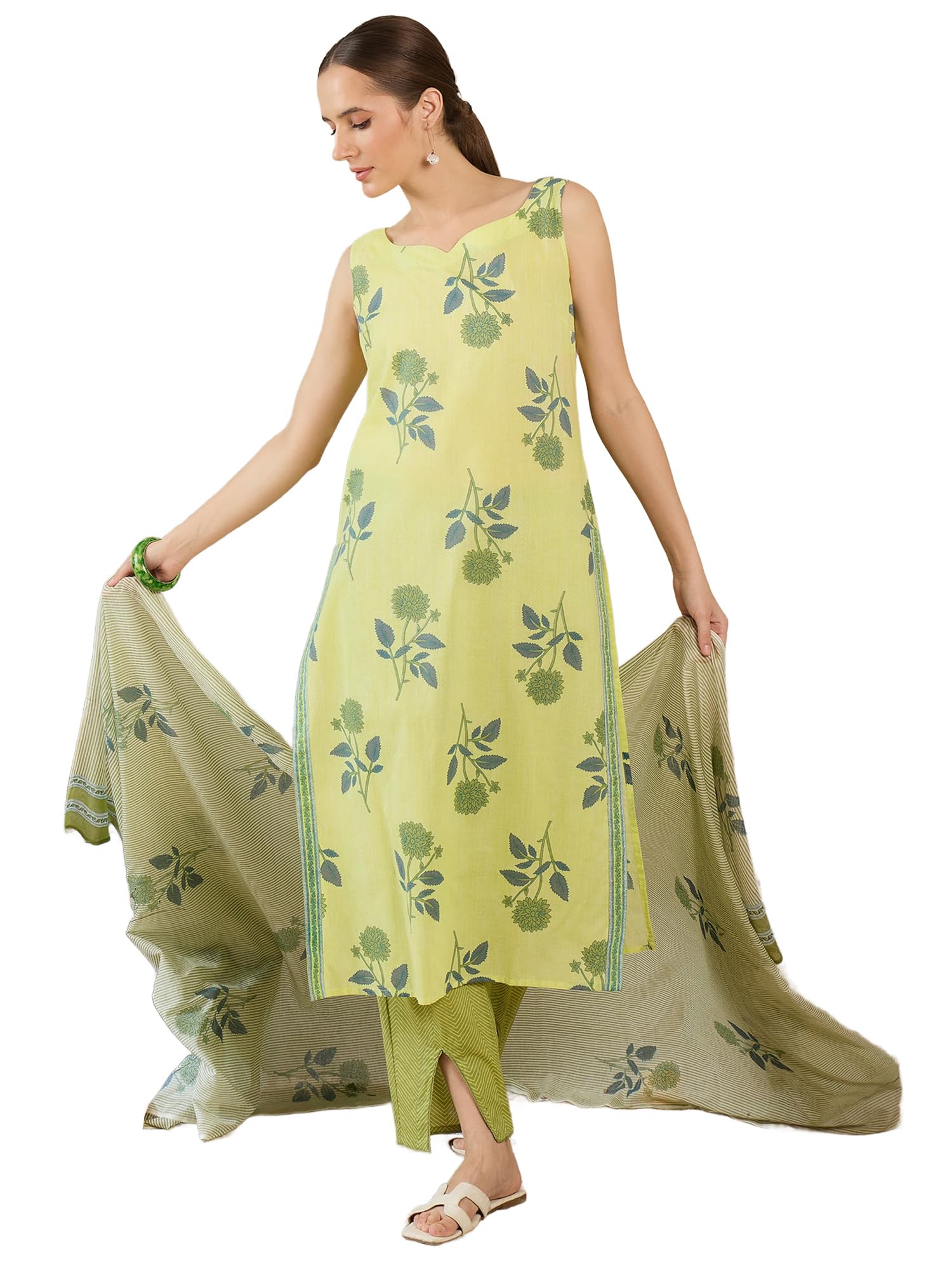 indo era Women Pure Cotton Kurta Set with Dupatta | Festive Suit Set, 10345-picture-51