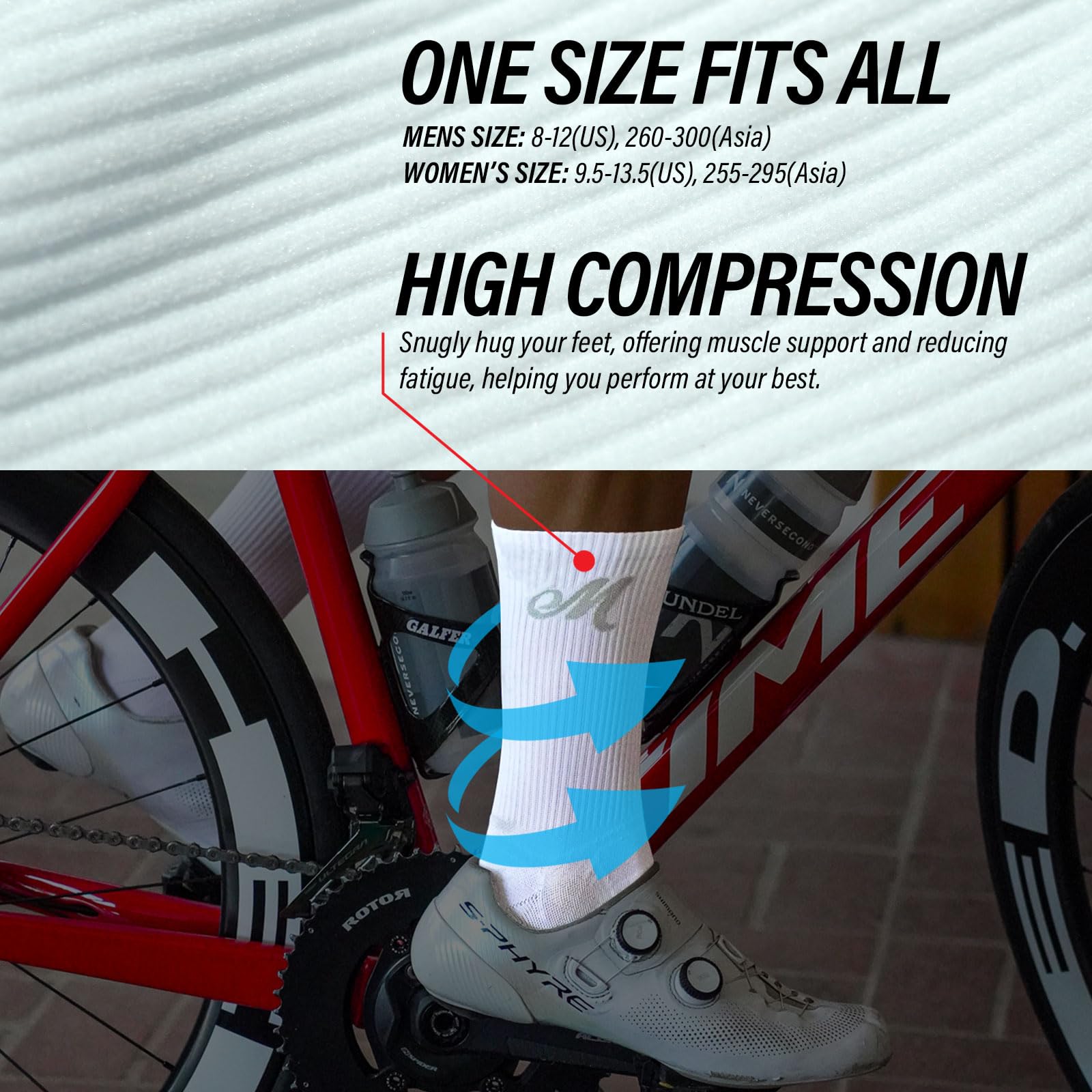 Bike PRO - Calcetines de compresión para ciclismo, 1/2/3 pares, calcetines deportivos para senderismo y correr