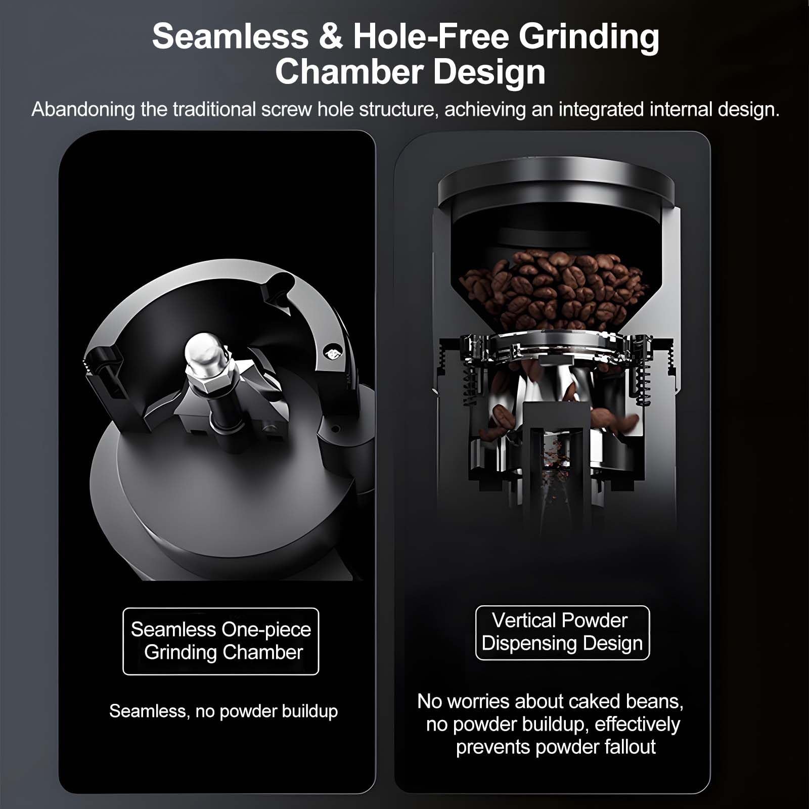 Molinillo De Café Sin Atascarse, Muelas CóNicas De 48 Mm Y 7 Estrellas De Alto Torque, Muele Granos Verdes Y Tueste Ligero, 60 Ajustes Regulables, AntiestáTico Y FáCil De Limpiar.