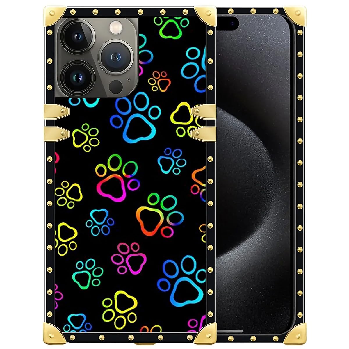 DAIZAG Compatible with iPhone 16 Pro Case,Colorful Dog Footprints Four Corners with Bumper Shockproof Anti-Scratch Protection Case for iPhone 16 Pro