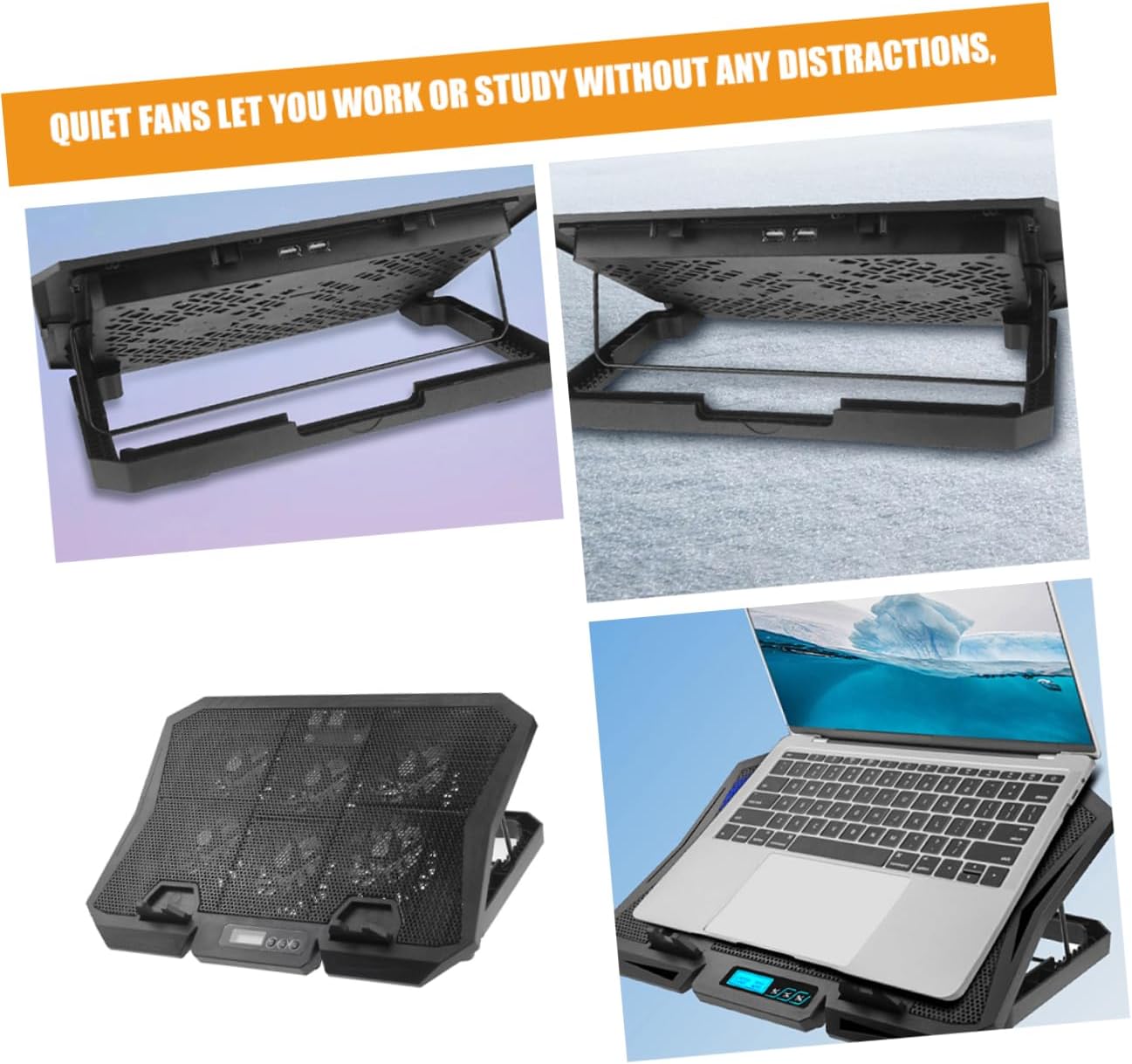 TEHAUX Laptop Cooler Fan Cooling Pad for Sturdy Stand for 15.6 Inches Heat Reduction for Smooth Performance