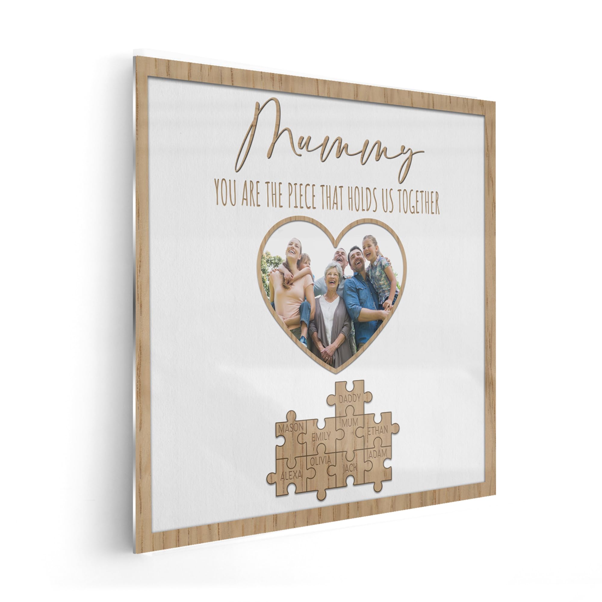 Print Maniacs White Heart Personalised Puzzle Pieces Name Sign Mum You Are The Piece That Holds Us Together With Photo Mum Birthday Gift