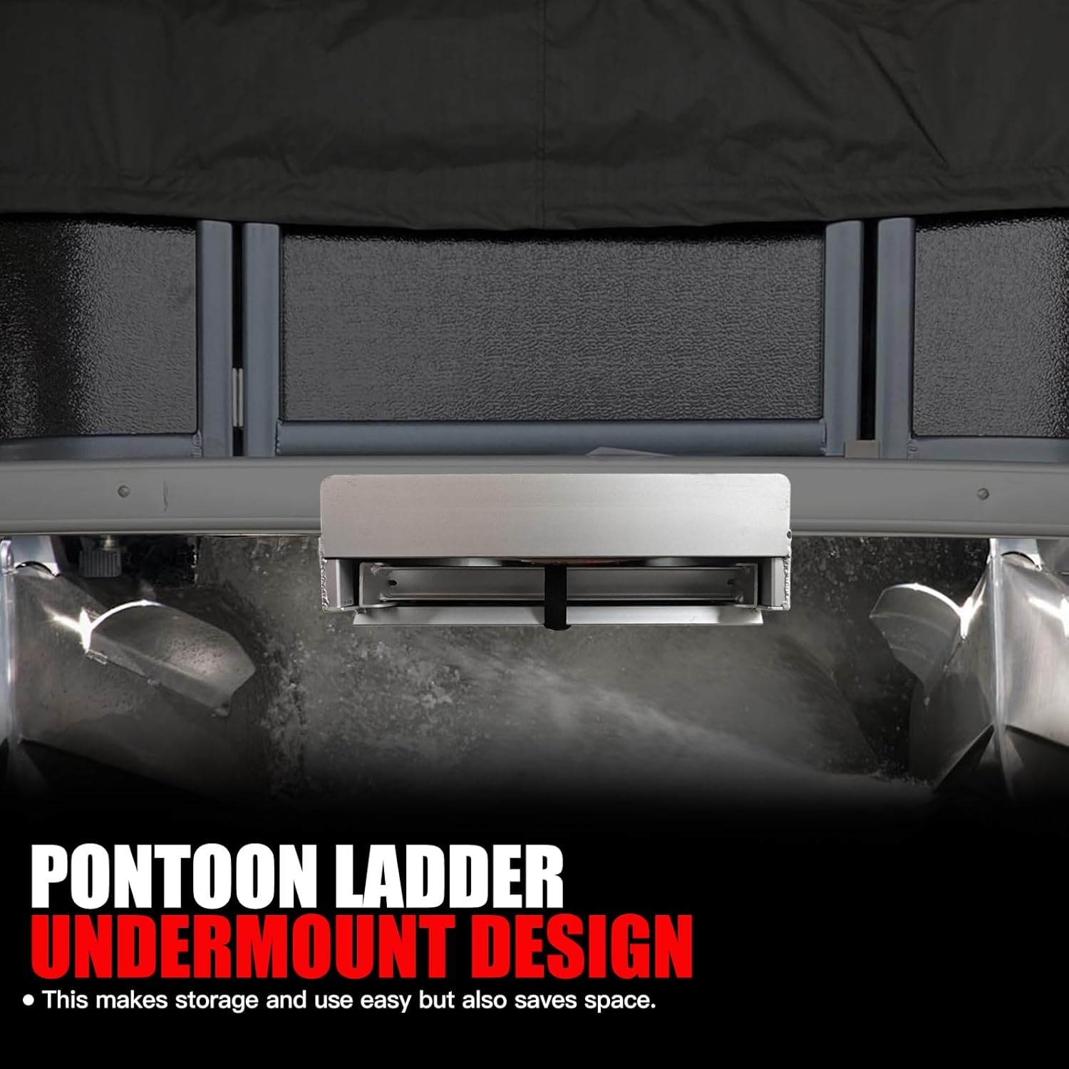 Aluminum Pontoon Boat Ladder 4 Steps, 300Lbs with Non-slip Design, Heavy Duty Self Storing, Silver