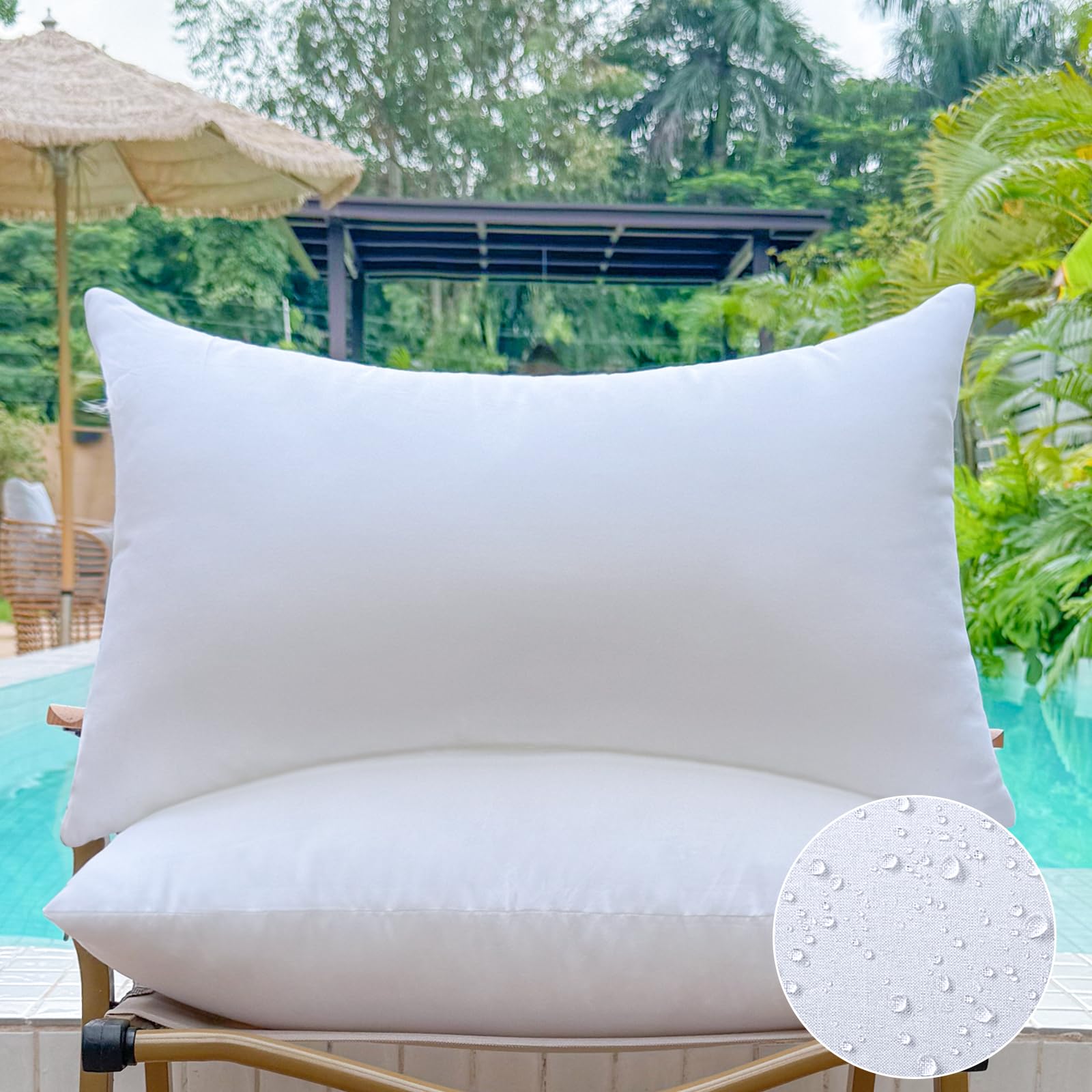 Set di 2 inserti per cuscini da esterni, 30 x 50 cm, piccoli cuscini lombari per mobili da patio, per veranda, divano, autunno, 12 x 20 cm, cuscini decorativi, impermeabili, rettangolari,