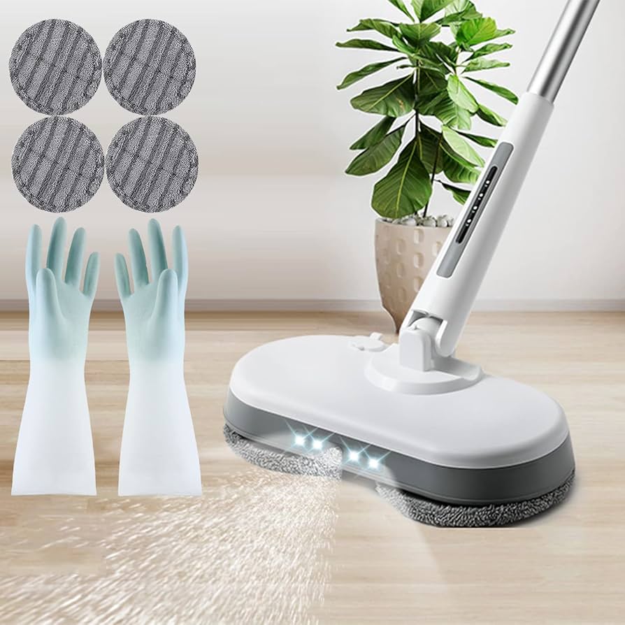 水拭き LED照明付き コードレスクリーナー 回転モップ フロアワイパー 水拭き LED照明付きコードレスクリーナー