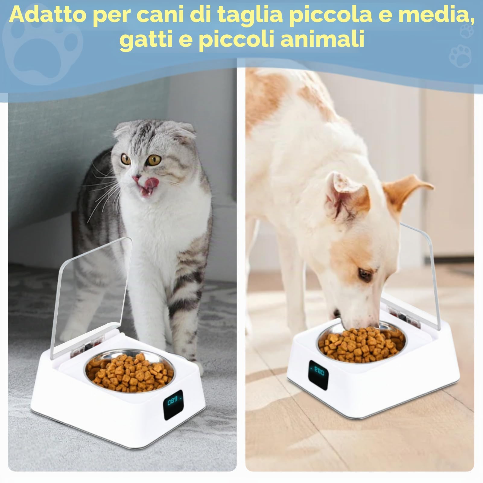 Mangiatoia Automatica Per Gatti, Distributore di Alimenti Per Animali Domestici con Apertura a Induzione da 350 Ml Alimentatore Automatico Per Animali Domestici Per Cani Gatti