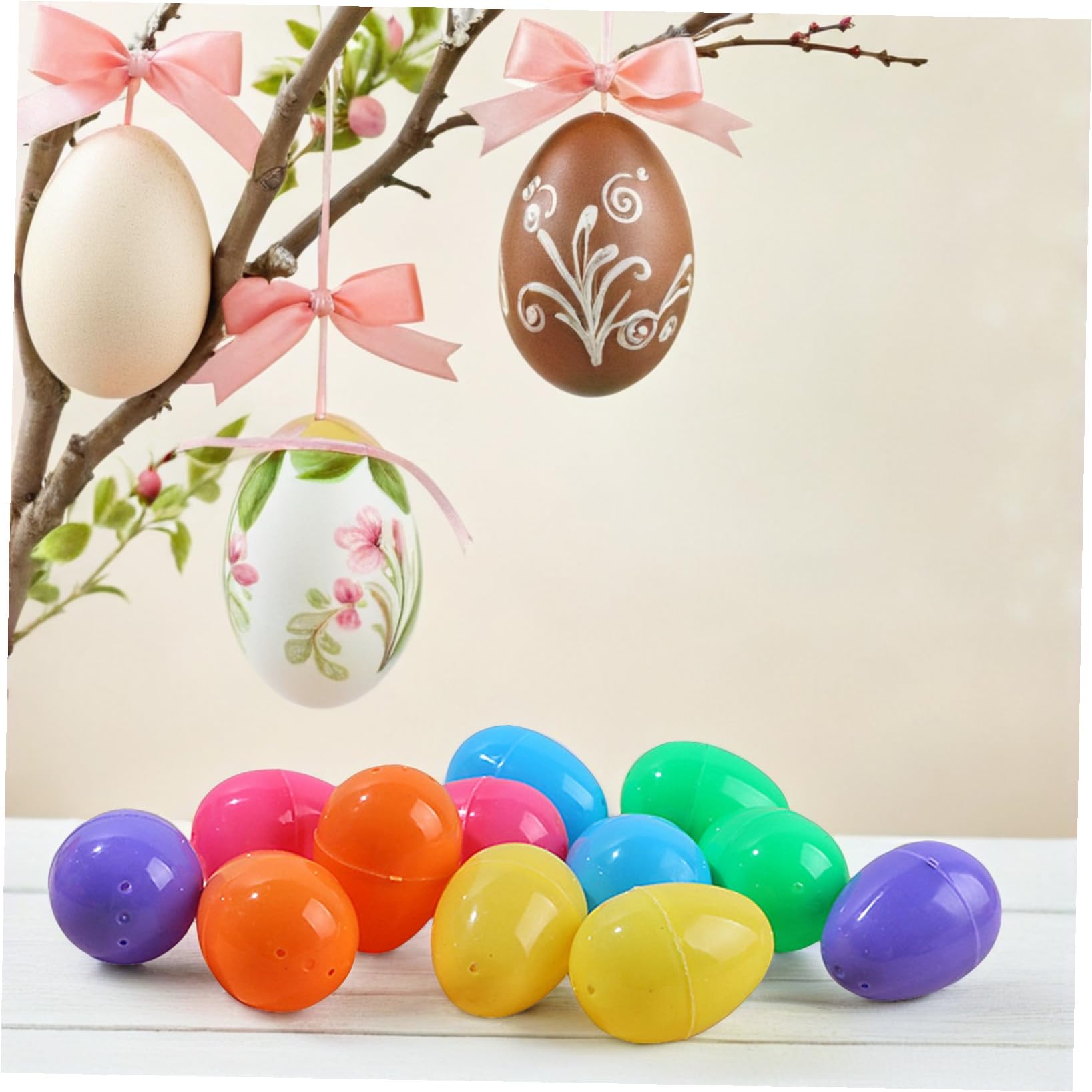 VICASKY 24pezzi Uova Pasquali Colorate Plastica per Caccia alle Uova Decorazioni DIY per Feste e attività Creative