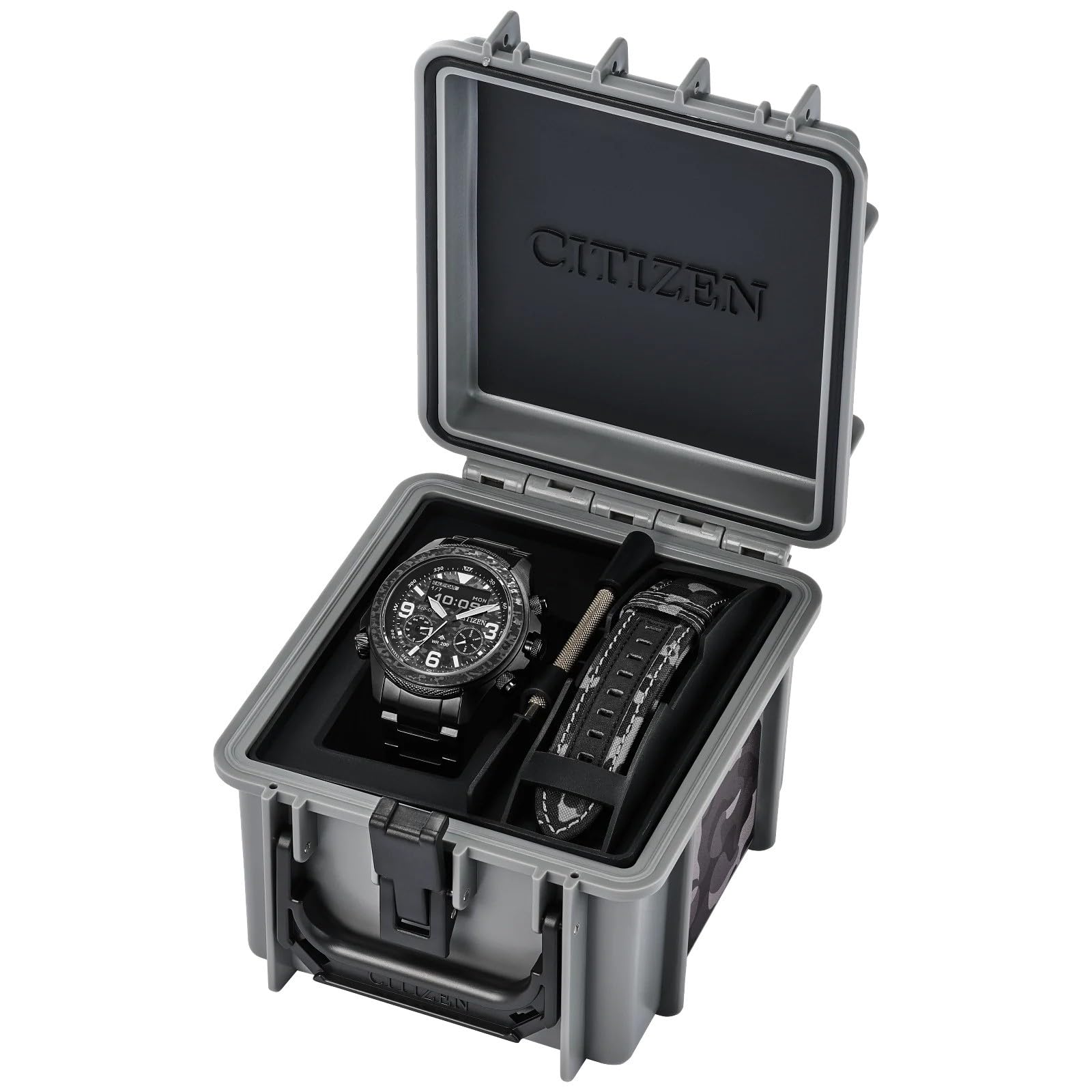Citizen Reloj analógico Digital Eco-Drive para Hombre con Correa de Acero Inoxidable JV1008-63E, Gris, Pulsera
