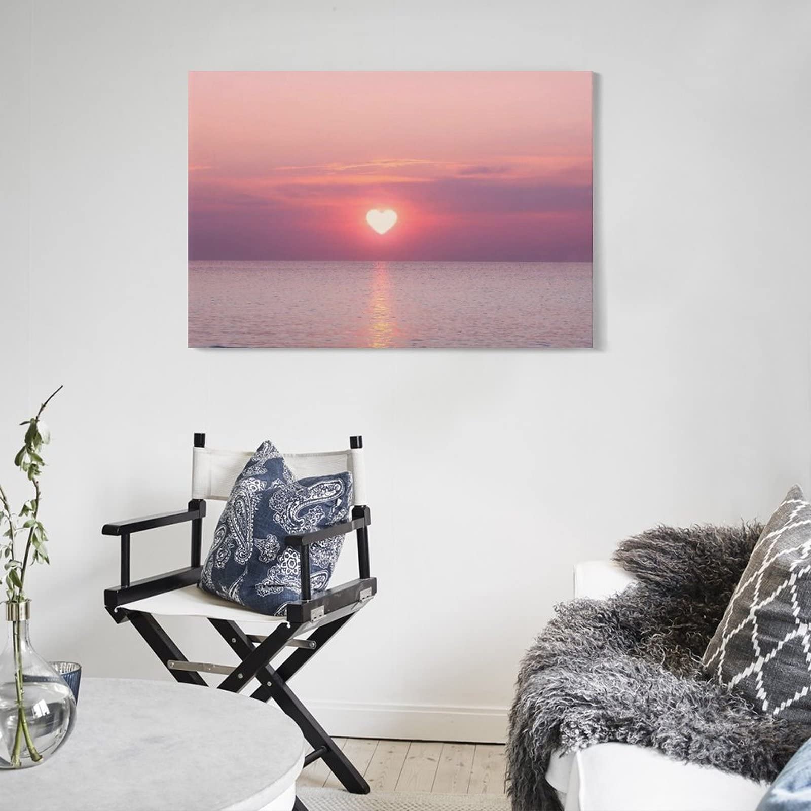 Amazon.co.jp: 素晴らしい絵画 ピンクハート 太陽 海 夕焼け