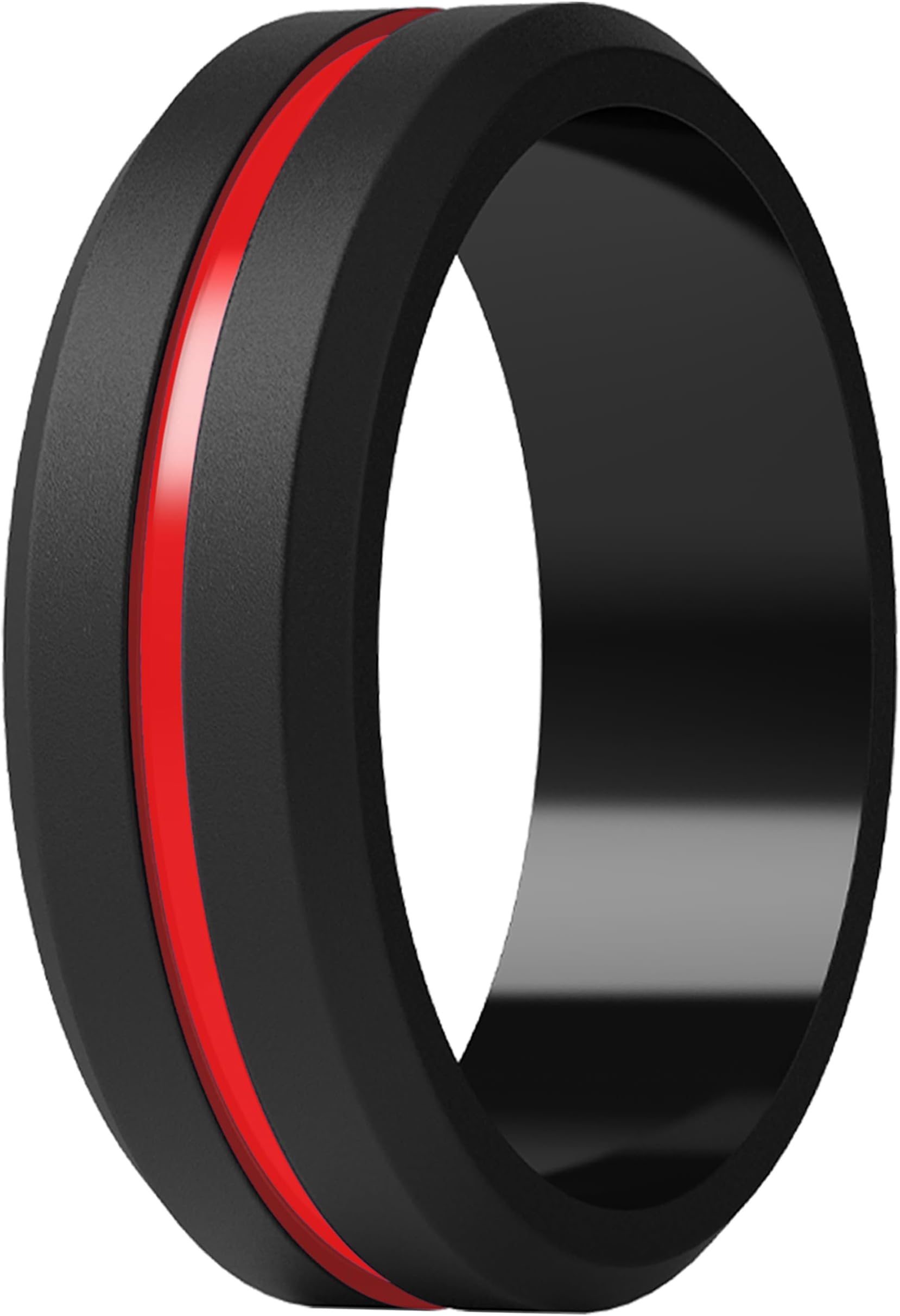 Silicone Wedding Rings for Men, Brushed Top Middle Engraved Line Rubber Engagement Bands 8.2mm Wide 2.5mm Thick - 1/4/6/7 Variety Multipack