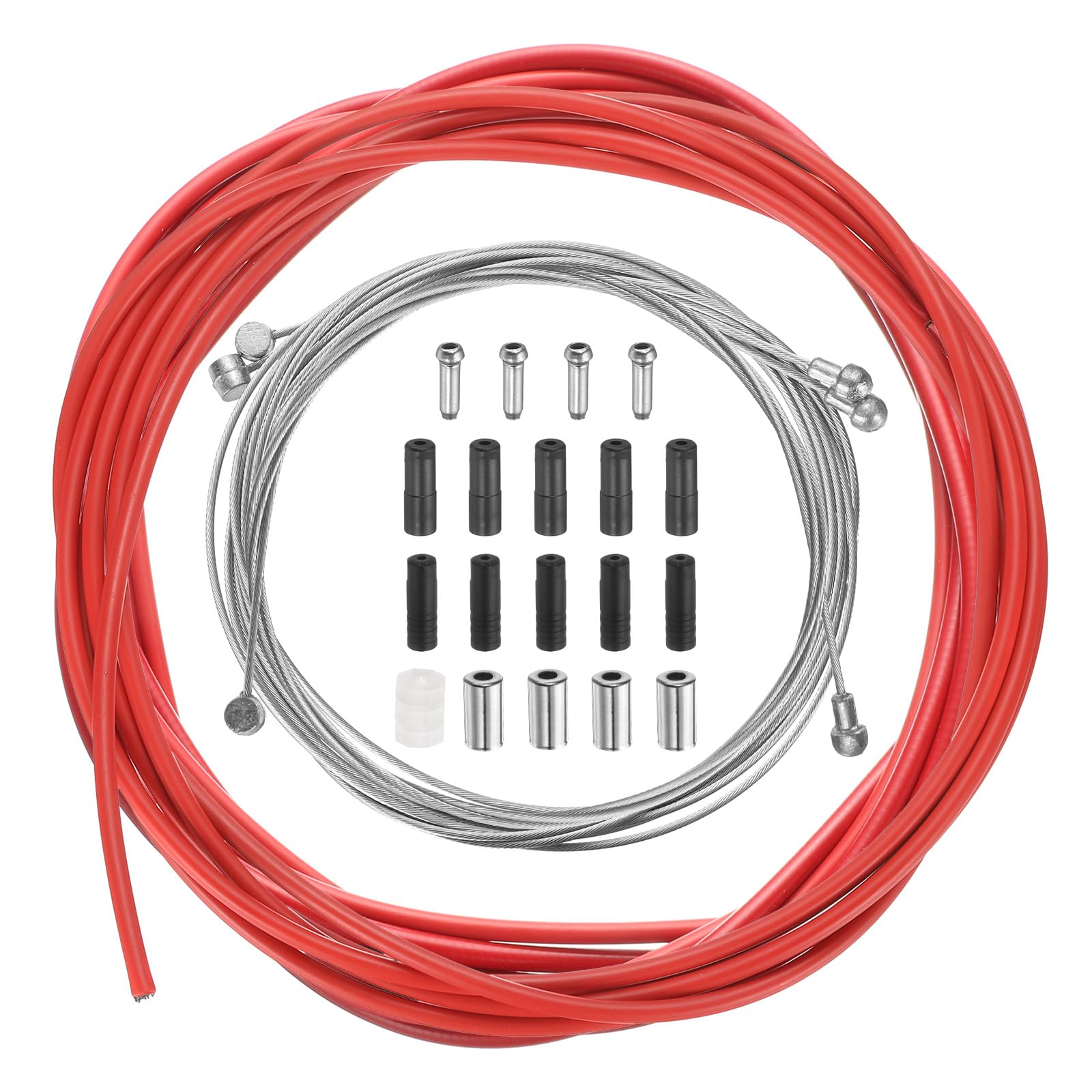 sourcing map Bicycle Brake Gear Shifter Cable Housing Set Universal Bike Inner Brake Cable Housing Kit Front and Rear Bicycle Shift Cable Replacement Kit for Road Mountain Bike Cycling, Red