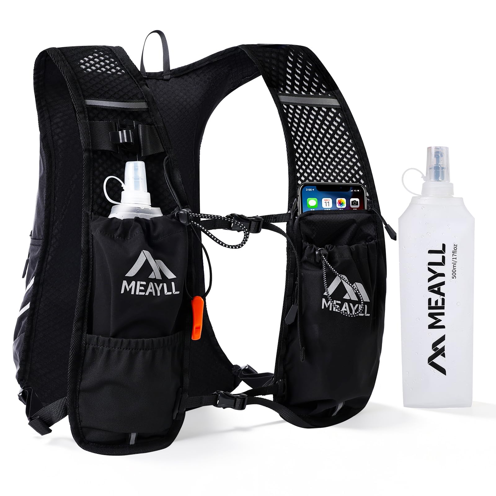 Laufweste für Damen & Herren mit 500 ml TPU Trinkflasche – Leichter und bequemer Laufrucksack, 7 L Volumen, Kompatibel mit 2 L Trinkblase, ideal für Trailrunning, Radfahren, Wandern und Marathon