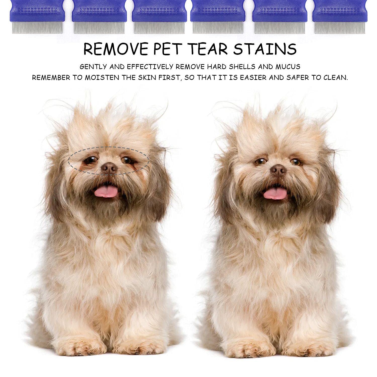 6 PCS Kit de peigne anti puce chiens et chats,Peigne Anti Poux,Peigne Anti Puces pour Chat, Elimination poux et poussière Outil de toilettage en acier inoxydable avec pointes arrondies