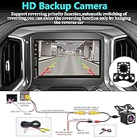 Vista 5 de Leadfan Estéreo de auto doble DIN con cámara de salpicadero, compatible con Apple Carplay y Android Auto, pantalla táctil Full HD de 7 pulgadas