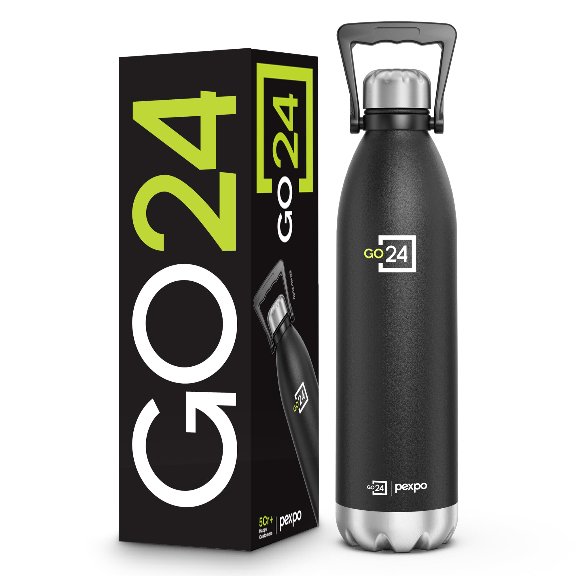 Pexpo Echo Pro ISI Certified |2000ml Knight Black Water Bottle for Office| Vacuum Insulated Flask with Handle | Thermosteel | Home | Office | Kitchen | Men, Women| RCB Edition-image-15