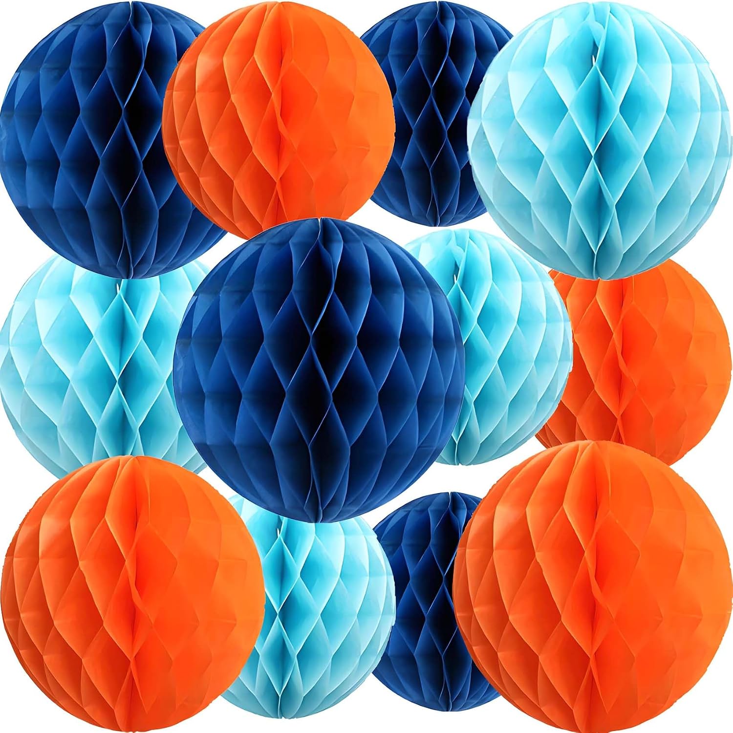 Rainbow Paper Honeycomb Flower Balls-12 Pcs 6" 10" Tissue Pompoms They are Suitable for Birthdays Graduation Weddings and Theme Party Decoration
