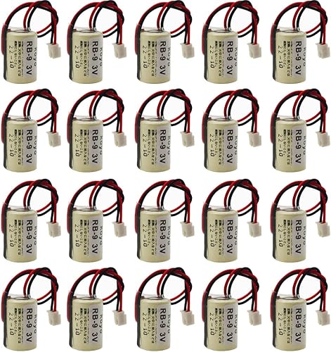 KAKAA - Paquete de 20 baterías de PLC universales RB-9 3V 1000mAh CR14250SE con enchufe de 0.984 x 0.551 in, no recargable