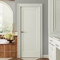 JUBEST 30x80 1-Panel Shaker Style White Primed Hollow Core Interior Door Slab - Pre-Assembled, Paintable for Pantry, Closet, Laundry