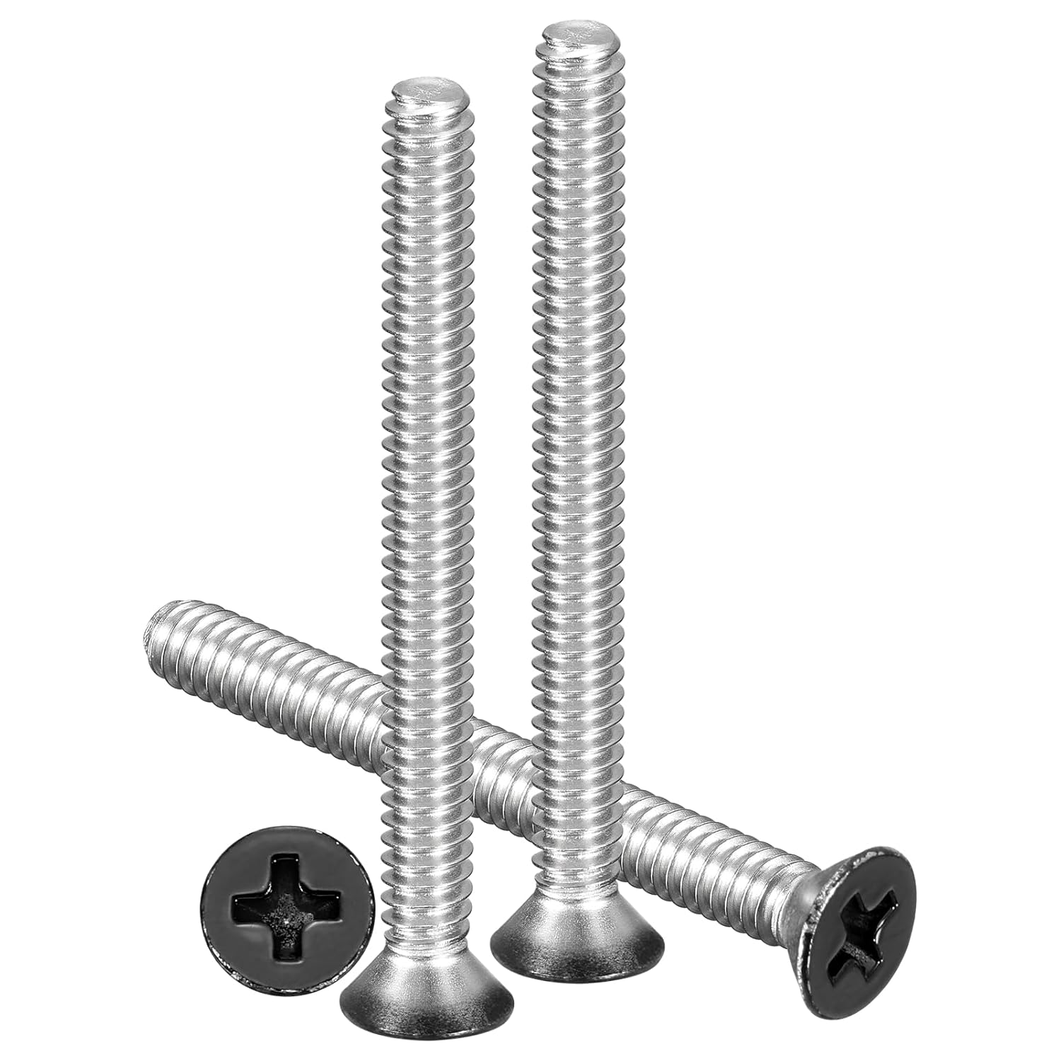 METALLIXITY Phillips Flat Head Machine Screws Bolts (#10-24x2) 100Pcs, Stainless Steel 304 Countersunk Cross Screws - for Household Indoor Maintenance Installment DIY, Black Head