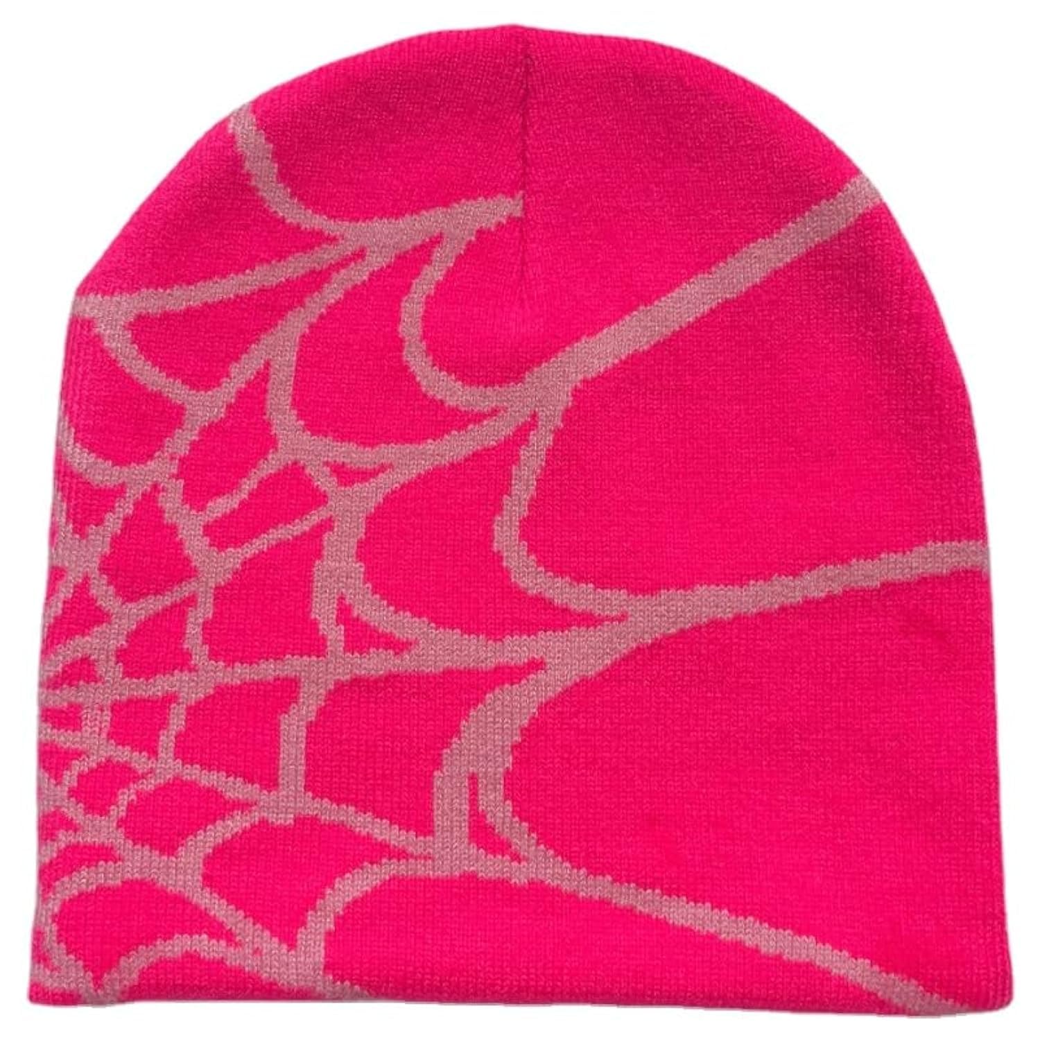 Pooyikoi Women Beanie Winter Warm Beanies Men Casual Skullies Outdoor Y2K Gothic Spider Pattern Wool Acrylic Knitted Hat (Pink 1,one Size,One Size), Pink 1, One size