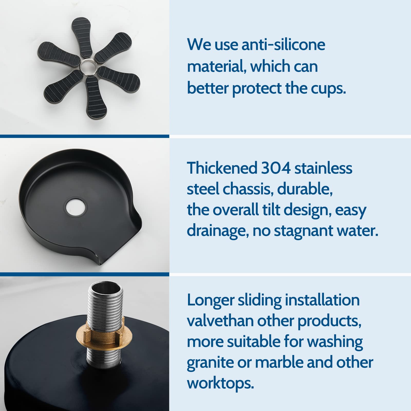 Enjuagador de Vidrio, Lavadora Automática de Vasos,Lavador de Botellas,Accesorios de Fregadero de Cocina,Adecuado Para Bares, Restaurantes, Cafeterías, Lavavasosde Fregaderos de Cocina（Negro）