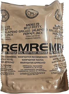 Genuine USGI MRE [Meal, Ready to Eat] Inspection Date 01/2026 or Newer [New Packaging] - You Choose Menu Ration with Entree, Snacks, Dessert, Drink Mix, Utensils, Condiments and FRH. (Jalapeno Beef Patty)