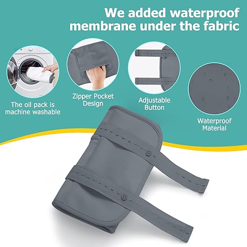 Miniatura 5 de Paquete de 4 aceite de ricino para pecho, cuello y abdomen, paquete de aceite de ricino reutilizable para abdomen con correa elástica ajustable,