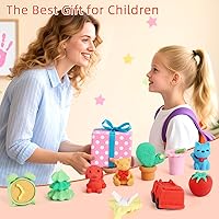 Vista 6 de 150 borradores de animales a granel, lindos borradores de alimentos, escritorio, mascotas, niños, rompecabezas, borrador desmontable genial 3D, mini