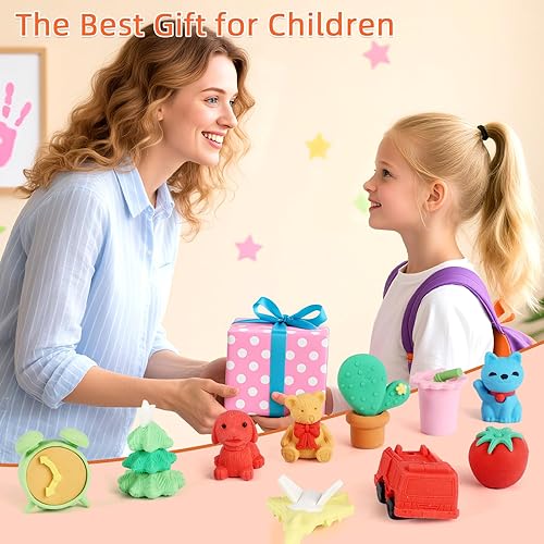 Miniatura 6 de 150 borradores de animales a granel, lindos borradores de alimentos, escritorio, mascotas, niños, rompecabezas, borrador desmontable genial 3D, mini