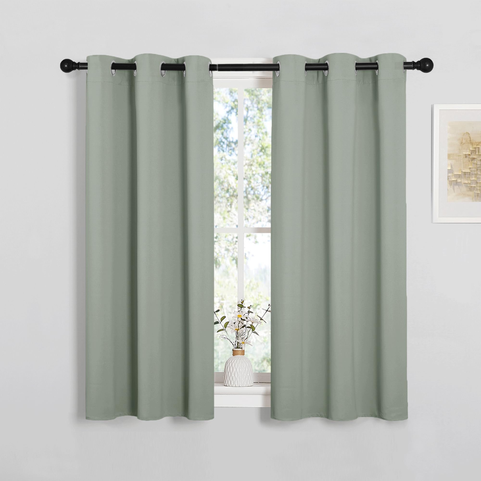 PONY DANCE Blackout Sage Green Curtains Bedroom