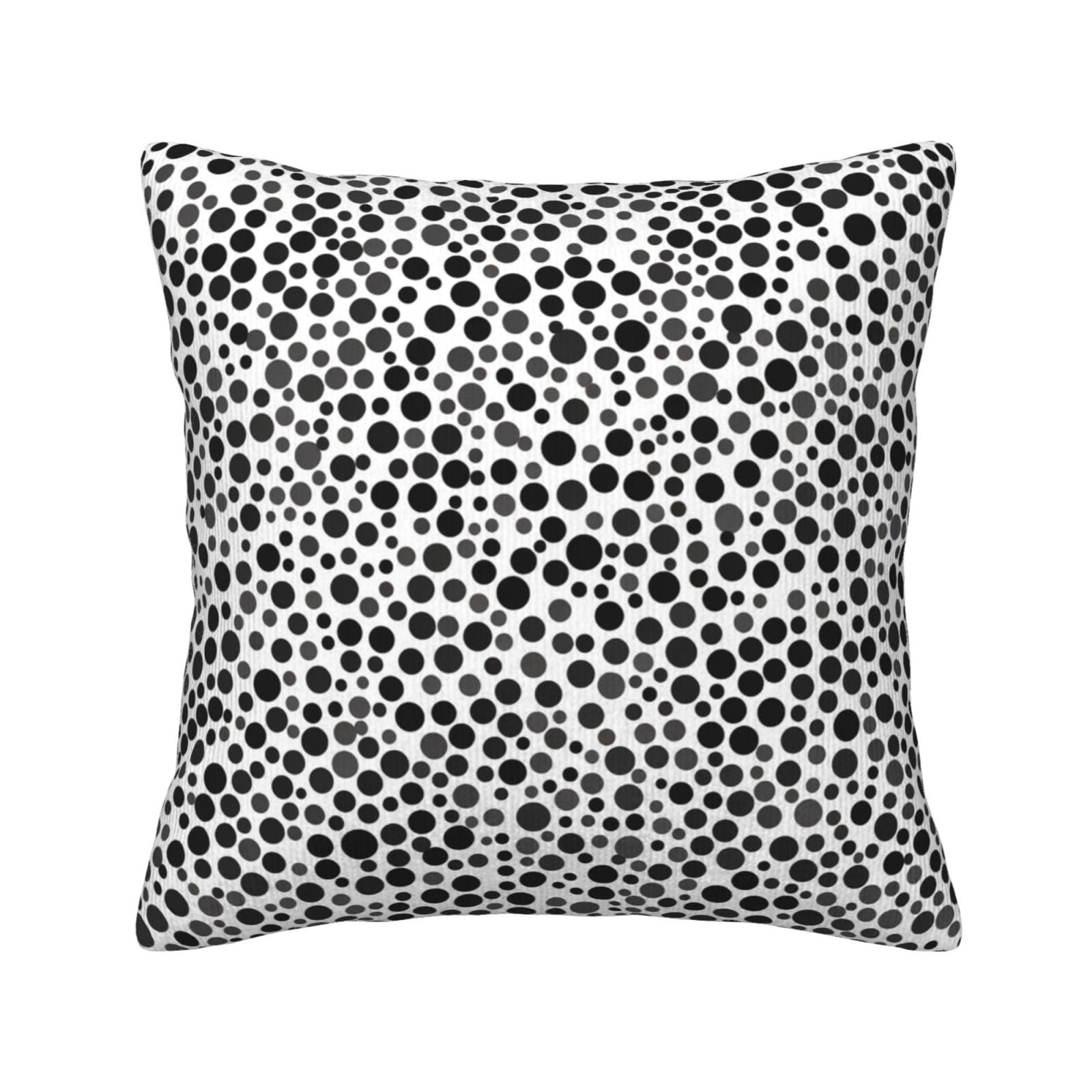 Housse de coussin velours côtelé 40x40 imprimé pois noir et blanc pour canapé salon et lit