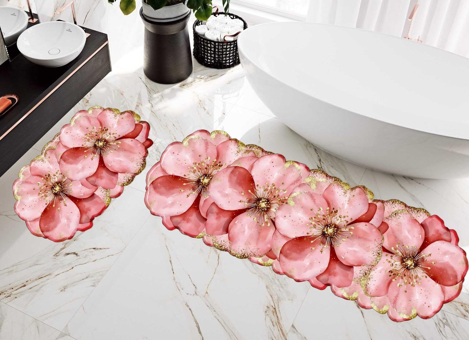Flower Floor Mat Pink × White Zingaro Buy AaHo Decor Pink Anti-Skid Shaggy Woolen Floor Mat - Carpets