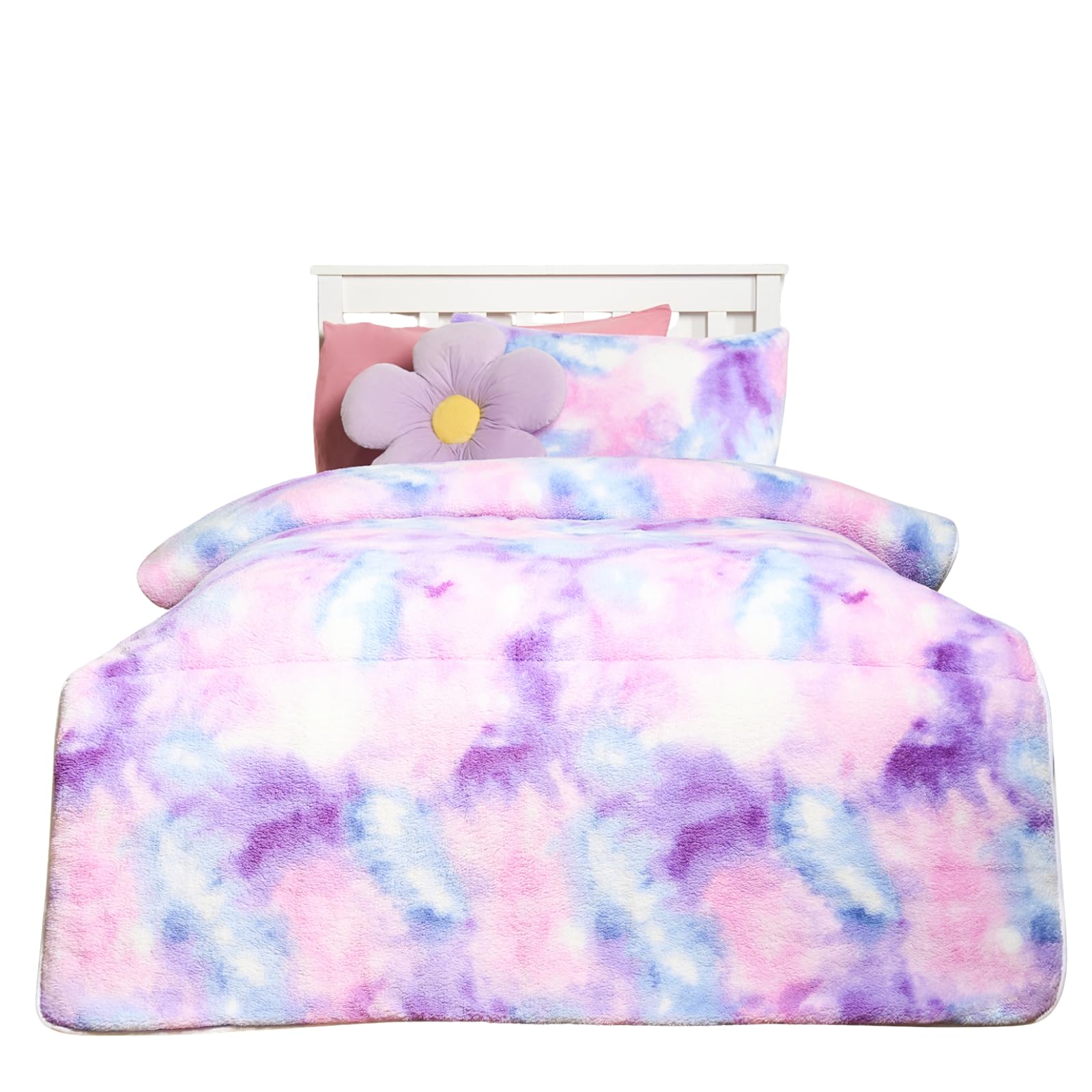 OHS Ultra Soft Teddy Fleece 10.5 Tog Coverless Tie Dye Single Duvet With Pillowcase from B&Q