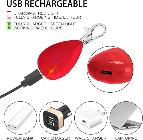 Miniatura 10 de Paquete de 2 luces recargables para perro, collar de perro, luces LED impermeables de seguridad para perros para caminar por la noche, fijar al